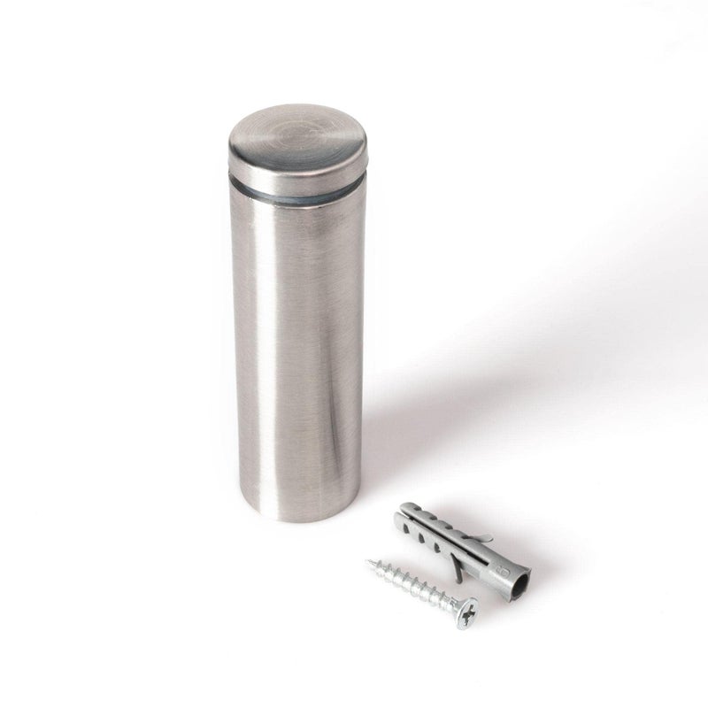 OUTWATER Stainless Steel Standoff 1 Inch Diameter x 3 Inch Barrel Length Brushed Finish for PVC, Glass and Acrylic Sign Stand Off Wall Anchors and Screws 4 Piece Pack for Heavy Signs - Image 1
